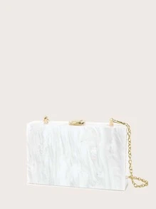 Glitter Bling,Shiny Glamorous,Elegant,Exquisite Mini Marble Design Chain Square Bag, Perfect Bride Purse For Wedding, Prom & Party Events Dinner Bag,Evening Bag For Party Girl,Woman,For Female Perfect For Party,Wedding,Prom,Dinner/Banquet,For Best Gift For Women - trắng - Xem 3