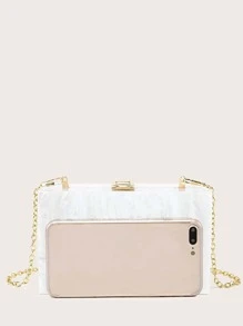 Glitter Bling,Shiny Glamorous,Elegant,Exquisite Mini Marble Design Chain Square Bag, Perfect Bride Purse For Wedding, Prom & Party Events Dinner Bag,Evening Bag For Party Girl,Woman,For Female Perfect For Party,Wedding,Prom,Dinner/Banquet,For Best Gift For Women - trắng - Xem 6