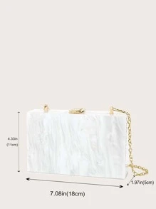 Glitter Bling,Shiny Glamorous,Elegant,Exquisite Mini Marble Design Chain Square Bag, Perfect Bride Purse For Wedding, Prom & Party Events Dinner Bag,Evening Bag For Party Girl,Woman,For Female Perfect For Party,Wedding,Prom,Dinner/Banquet,For Best Gift For Women - trắng - Xem 7