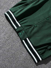 Manfinity Bộ hai mảnh Nam Túi Nút phía trước Khối Màu Lá thư Sẵn sàng - Màu xanh lá cây đậm - Xem 5