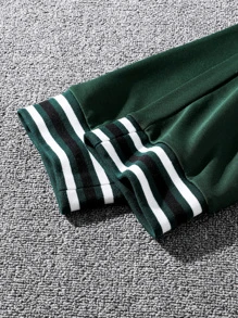 Manfinity Bộ hai mảnh Nam Túi Nút phía trước Khối Màu Lá thư Sẵn sàng - Màu xanh lá cây đậm - Xem 6