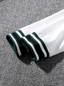 Manfinity Bộ hai mảnh Nam Túi Nút phía trước Khối Màu Lá thư Sẵn sàng - Màu xanh lá cây đậm - Xem 7