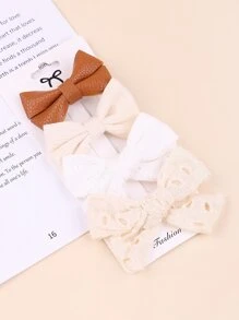 4pcs Toddler Girls Bow Decor Hair Clip - Multicolor - View 3