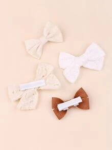 4pcs Toddler Girls Bow Decor Hair Clip - Multicolor - View 4