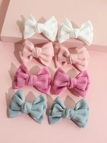 8入組小女童蝴蝶結裝飾髮夾 - 彩色 - 查看 1