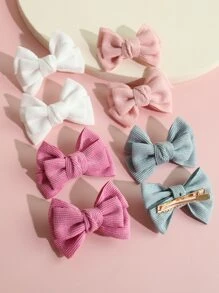8入組小女童蝴蝶結裝飾髮夾 - 彩色 - 查看 2