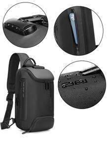 Fashion Chest Bag Anti-Theft Multi-Function Men Shoulder Bag Give Gifts To Men On Valentine's Day Fanny Pack Sling Bag School Bag High School Students University Freshman For Travel,College,Outdoors,Commute College Bag Fathers Day Gifts Summer Dad Halloween Gifts For Men Fall Christmas Scream Men Bag Belt Bag Travel Bag Sling Bag For Men Winter Christmas Gifts Bum Bag - Black - View 8