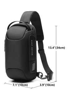 Mini Men Letter Graphic Sling Bag Chest Bag - Black - View 4