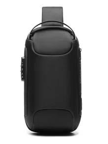 Mini Men Letter Graphic Sling Bag Chest Bag - Black - View 7