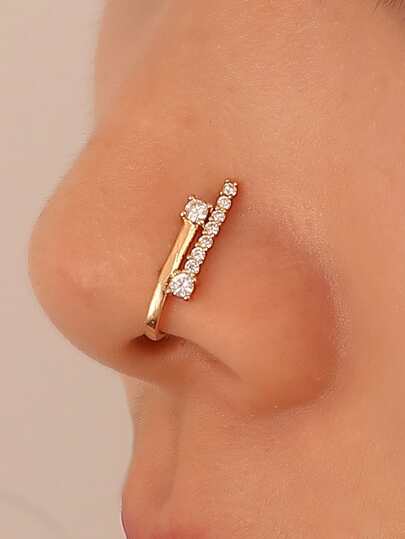 Copper Cubic Zirconia Decor Nose Cuff For Women And Men, Punk Non Piercing, A Fashionable Body Jewelry Gift For Any Occasion