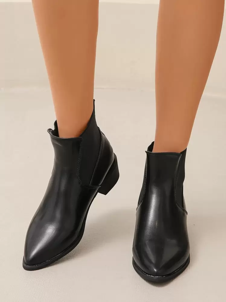 Minimalist Slip On Chunky Chelsea Boots | SHEIN USA