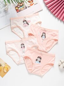 女孩4入組字母任務圖案內褲 - 彩色 - 查看 1