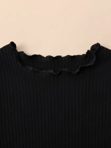 Bebé 3 piezas Top tejido de canalé ribete en forma de lechuga - Multicolor - Ver 5