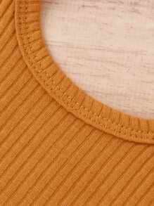 嬰兒條紋針織掛脖上衣和喇叭褲 - 棕色 - 查看 4