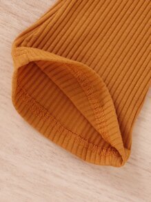 嬰兒條紋針織掛脖上衣和喇叭褲 - 棕色 - 查看 6