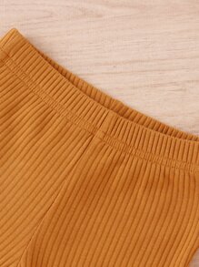 嬰兒條紋針織掛脖上衣和喇叭褲 - 棕色 - 查看 5