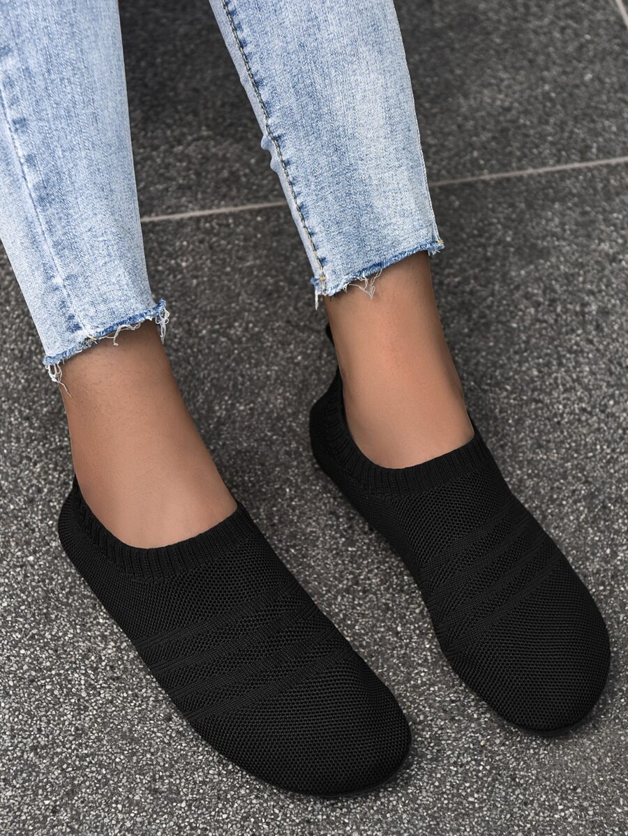 Minimalist Breathable Slip On Shoes - Black - View 1
