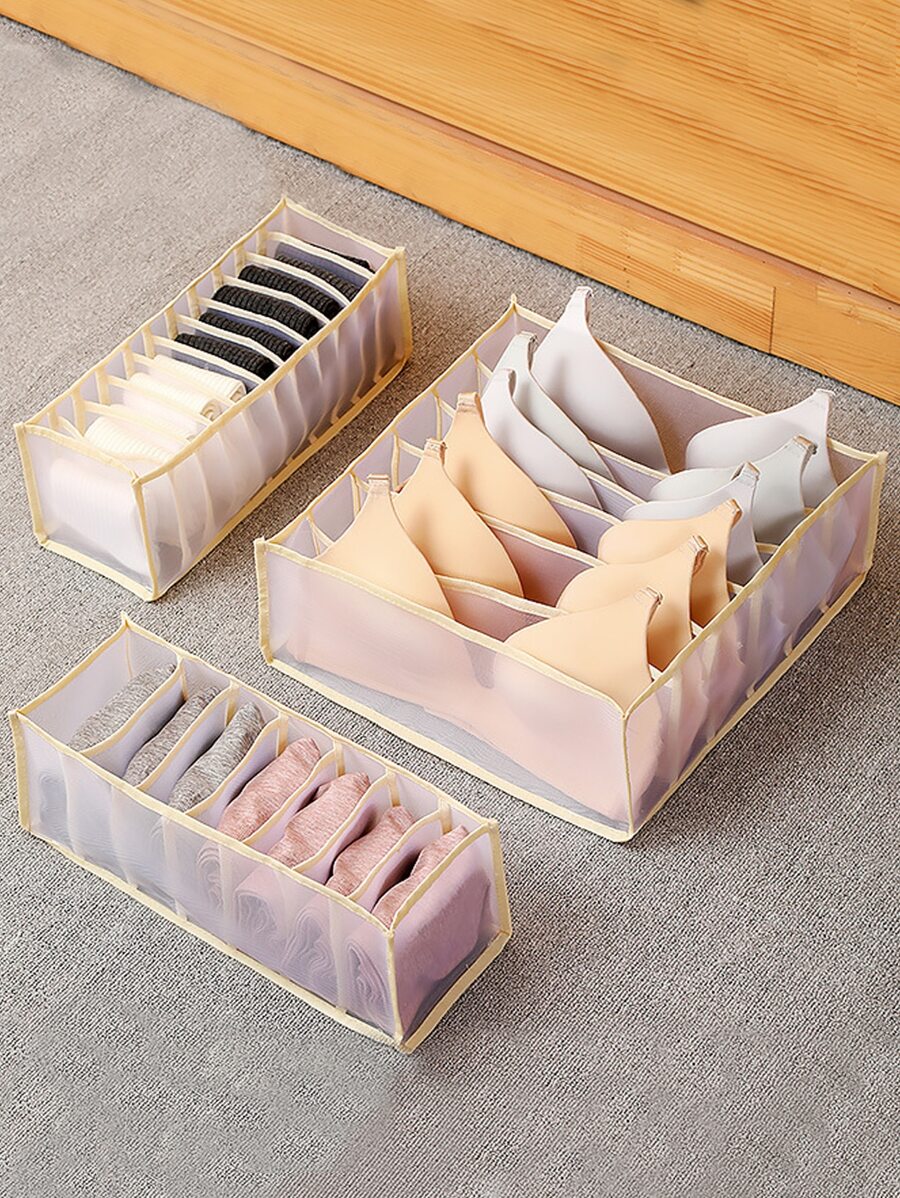 1 hộp đựng đồ lót, tủ quần áo tất nữ loại ngăn kéo, đồ lót áo ngực, hộp đựng lưới dày, đồ trang trí Halloween, trang phục Halloween, đồ trang trí mùa thu, đồ trang trí lễ hội - Màu be - Xem 1