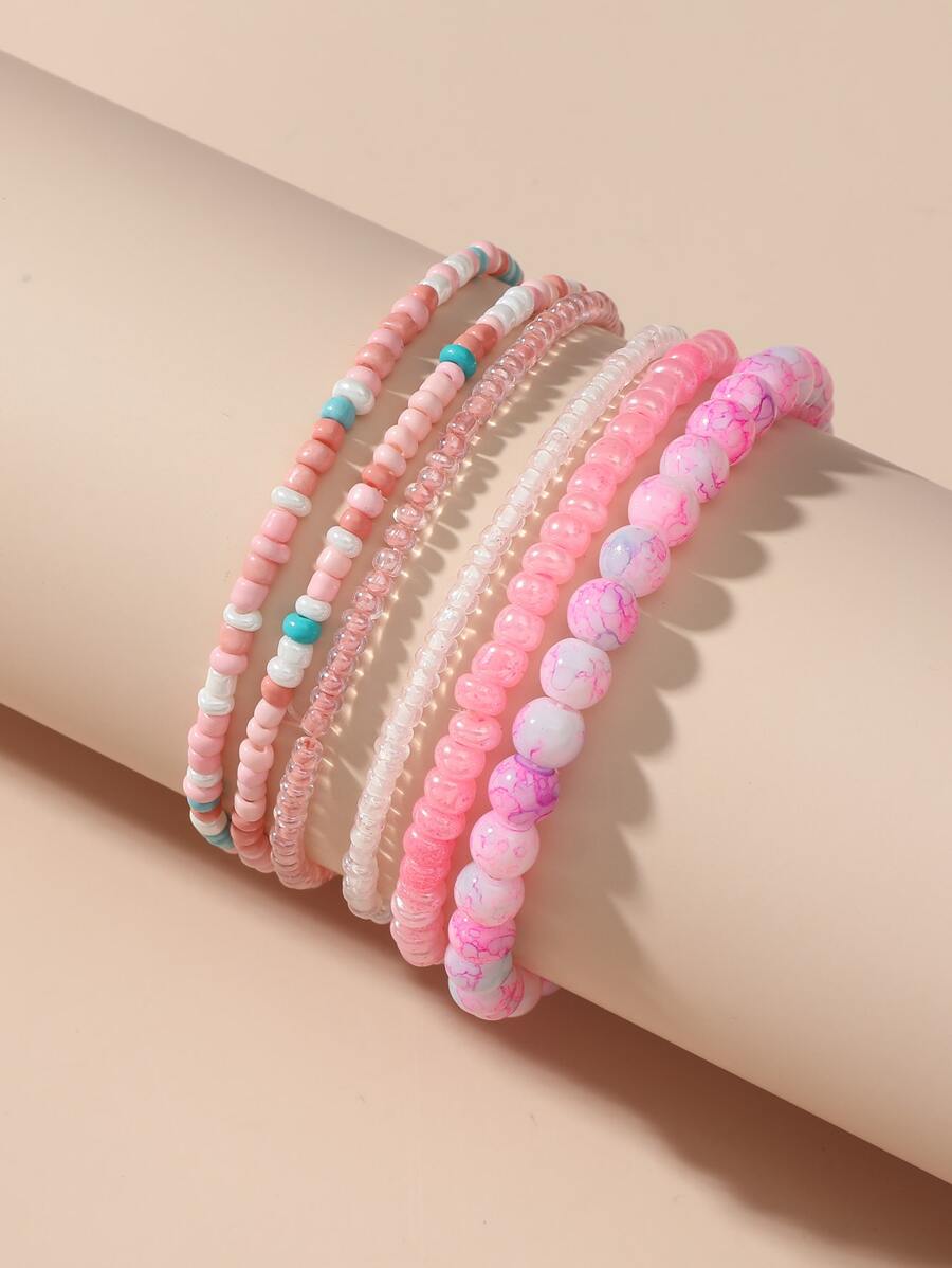 6入組撞色串珠手鏈