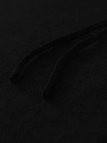 Manfinity Men Contrast Binding Raglan Sleeve Drawstring Hooded Jumper - Black - View 3