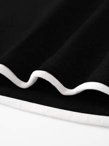 Manfinity Men Contrast Binding Raglan Sleeve Drawstring Hooded Jumper - Black - View 5