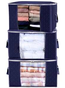 3入組素色衣服收納袋 - 藏蓝色 - 查看 1