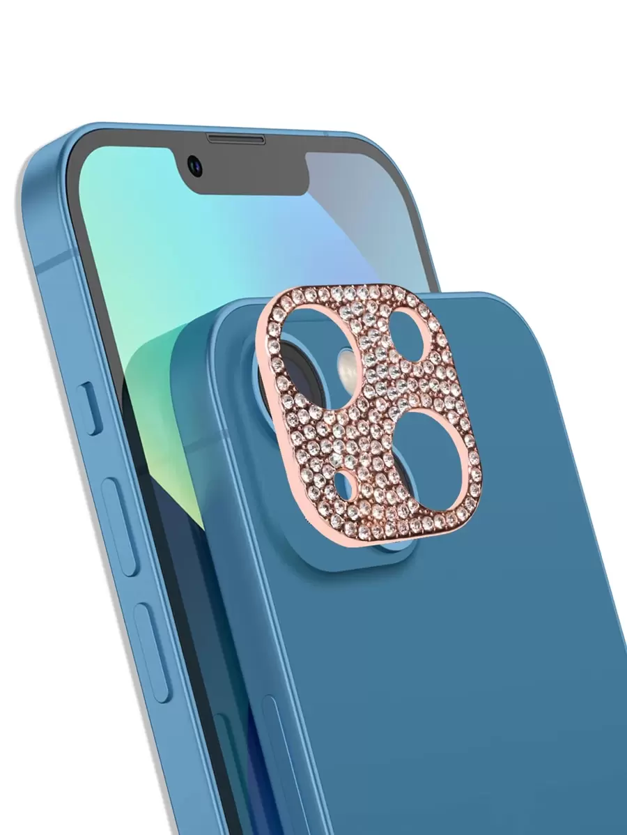 1入組水鑽裝飾攝像頭鋼化膜 - 乾枯玫瑰色 - 查看 1