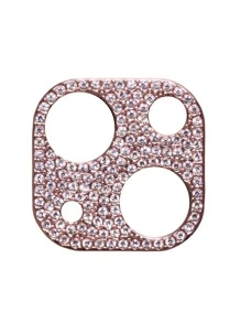 1入組水鑽裝飾攝像頭鋼化膜 - 乾枯玫瑰色 - 查看 2