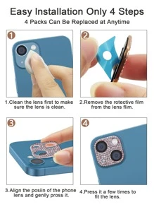 1入組水鑽裝飾攝像頭鋼化膜 - 乾枯玫瑰色 - 查看 4