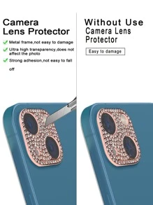 1入組水鑽裝飾攝像頭鋼化膜 - 乾枯玫瑰色 - 查看 5