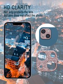 1入組水鑽裝飾攝像頭鋼化膜 - 乾枯玫瑰色 - 查看 7