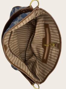 幾何圖案撞色滾邊水桶包 - 彩色 - 查看 4