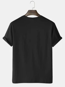 Manfinity 男士櫻花和日文字元圖案T恤 - 黑色 - 查看 2