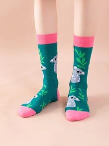 Calcetines estilo animal print con cuello redondo