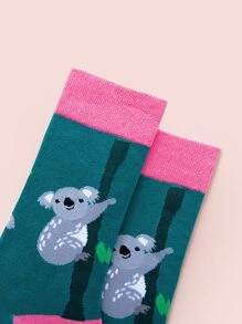 Calcetines estilo animal print con cuello redondo