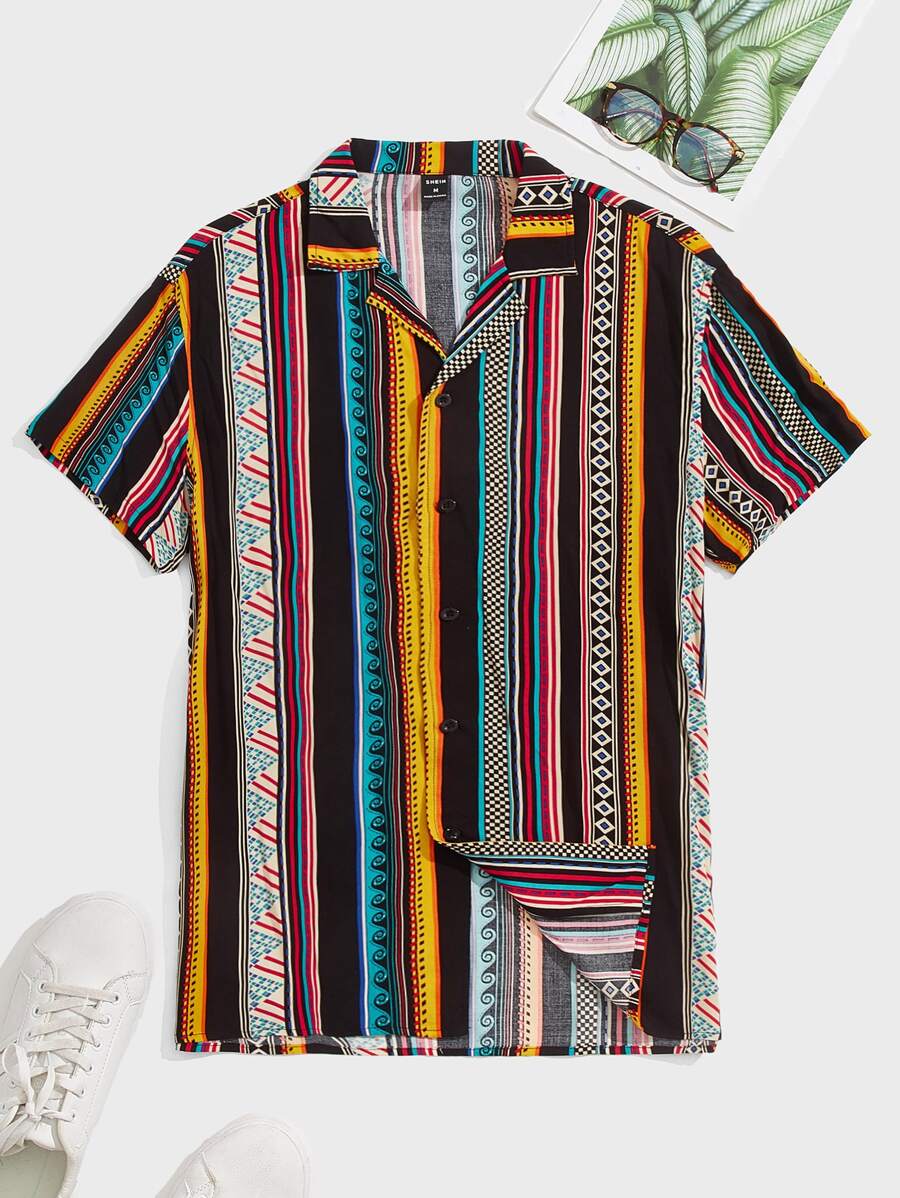 GENTILAND Men Mixed Print Shirt - Multicolor - View 1