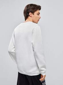 Manfinity 1pc Crane Print Pullover - White - View 2