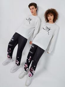 Manfinity 1pc Crane Print Pullover - White - View 6