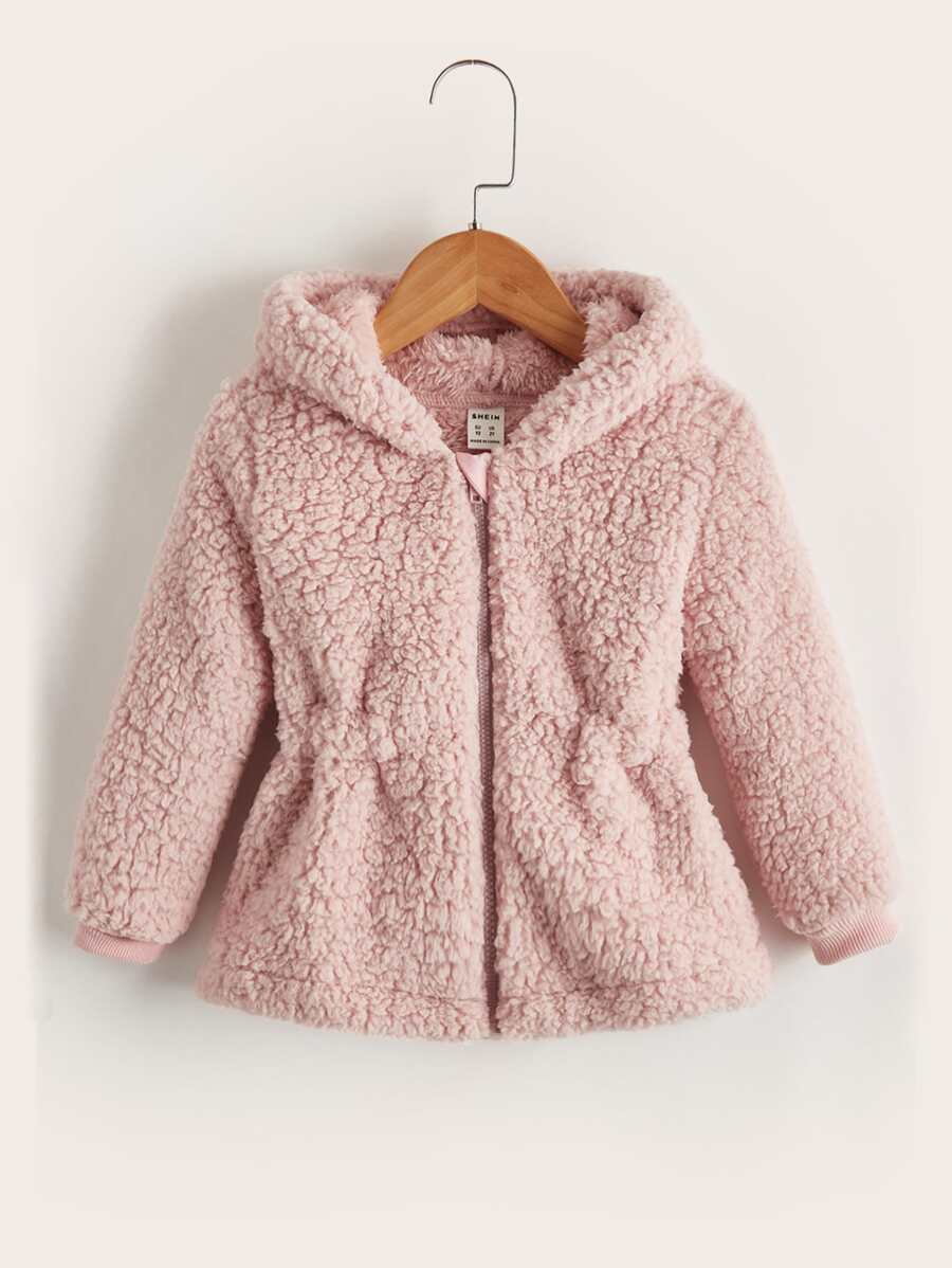 SHEIN 小女童拉鍊連帽泰迪夾克