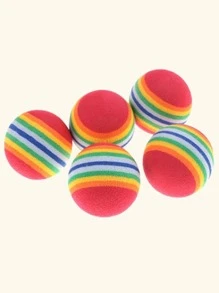 5pcs Elastic Rainbow Ball Cat Toy Set Indoor Toy For Small Pets - Multicolor - View 2