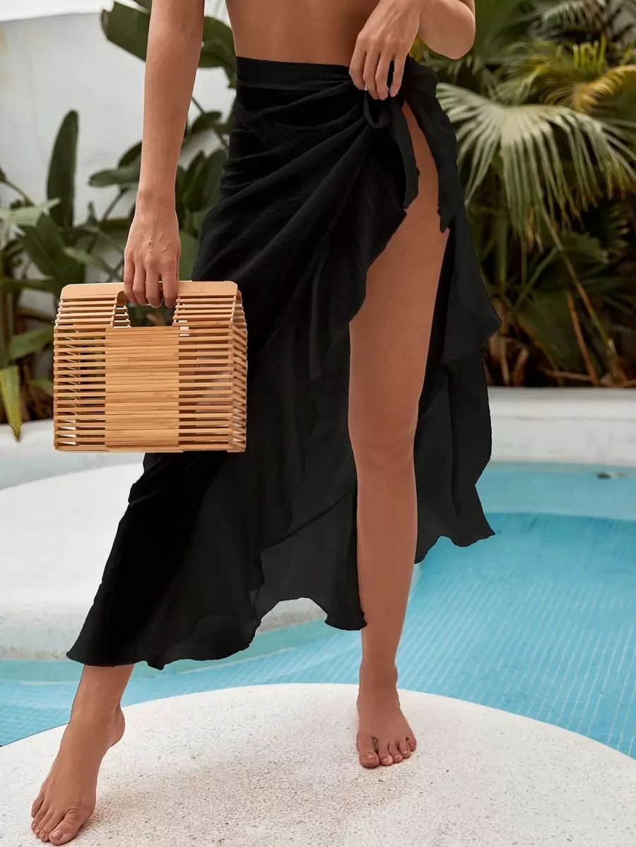 Swim Vcay Áo che Nữ Thắt nút màu trơn