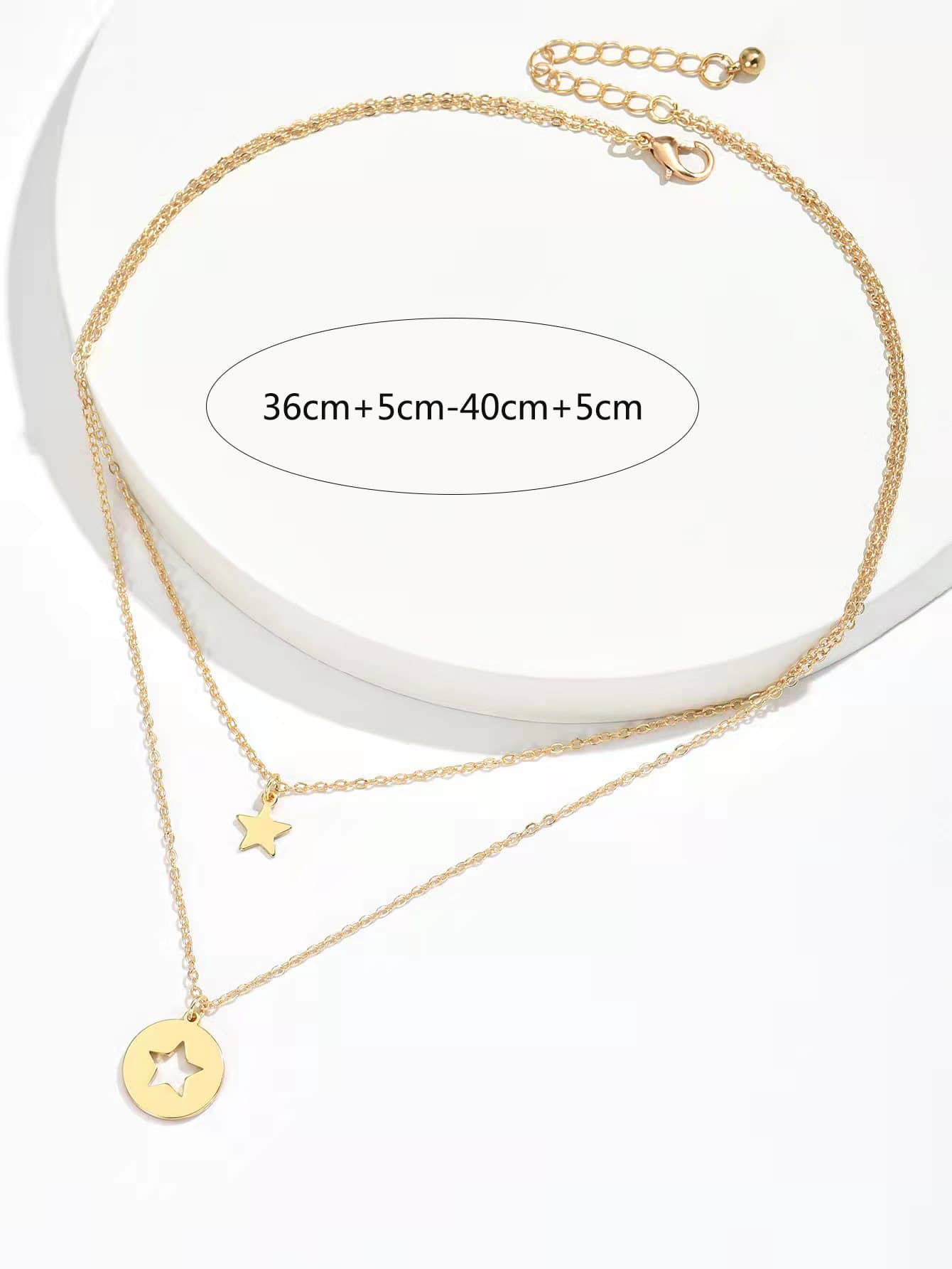 2入組星星吊墜項鍊 - 金黃色 - 查看 3
