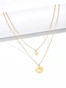 2入組星星吊墜項鍊 - 金黃色 - 查看 5