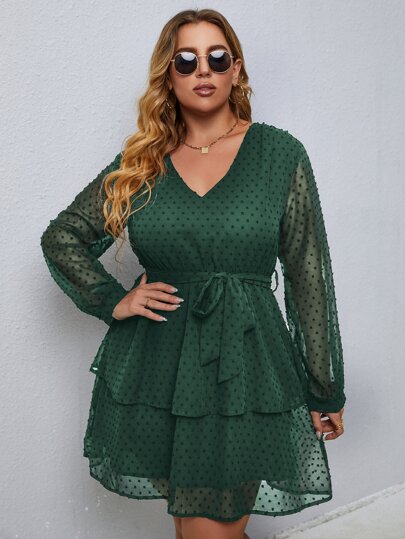 green emerald velvet dress SHEIN Elenzya Women's Elegant Long Sleeve Dress, Round Neck, Contrast |  Dress