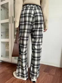 DAZY 格纹印花斜口袋长裤 - 彩色 - 查看 2