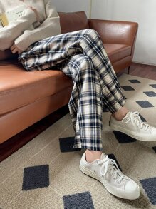 DAZY 格纹印花斜口袋长裤 - 彩色 - 查看 4