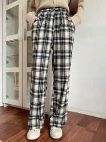 DAZY 格纹印花斜口袋长裤 - 彩色 - 查看 7