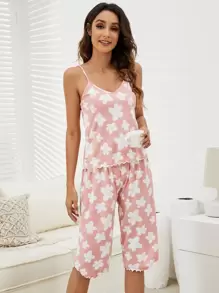 Bộ đồ ngủ Nữ Nơ Bướm Xù nhỏ Hoa Thanh lịch - Nhiều màu - Xem 4