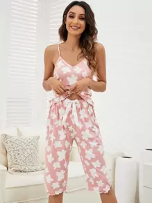 Bộ đồ ngủ Nữ Nơ Bướm Xù nhỏ Hoa Thanh lịch - Nhiều màu - Xem 5