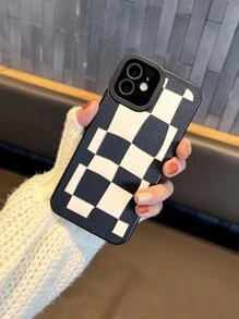 Checkered Phone Case - Black - View 2